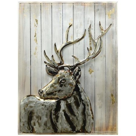 EMPIRE ART DIRECT Empire Art Direct PMO-180306-4030 40 x 30 in. Deer 2 Hand Painted Primo Mixed Media Iron Wall Sculpture on Slatted Solid Wood 3D Metal Wall Art PMO-180306-4030